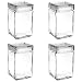 Set of 4 Anchor Hocking Stackable Glass Storage Jars Containers Airtight Seal Food Storage Canister 1.5-Quart