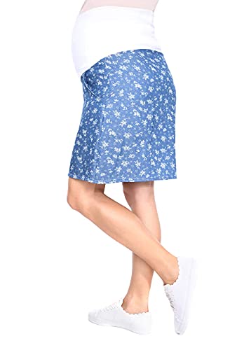 MijaCulture - Falda premamá de verano con flores 7123 A, Blue/Flowers, S