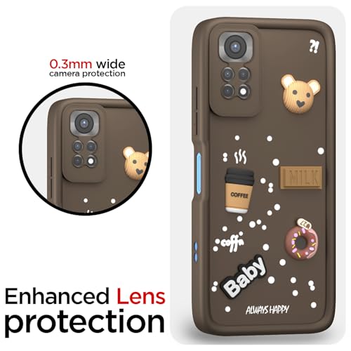 Image of Pikkme Back Cover for Redmi Note 11 / Note 11s | Cute Fun Cartoon 3D Bear Silicone Full Body Protection Bumper Cover (Brown)