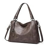 本革ハンドバッグ女性大型メッセンジャーバッグ女性ショルダーバッグファッションレディーストップハンドルバッグ (Color : Gray, Size : 35x15x30cm)