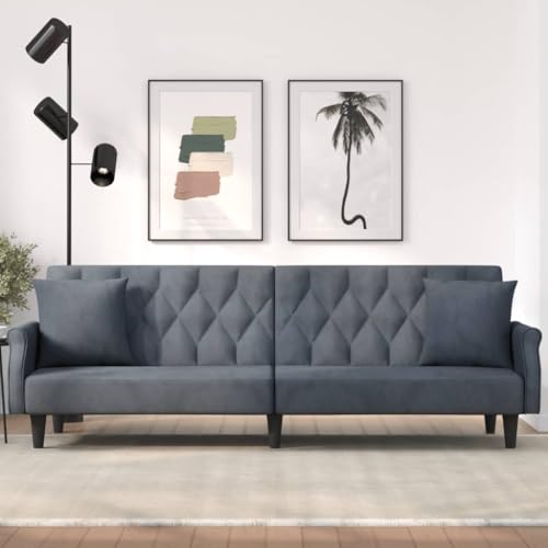 DYRJDJWIDHW Sofa Modular,sofás,Sofa Cama Individual,Sofa Cama Matrimonio,Sofá Cama con reposabrazos Terciopelo Gris oscuroAdecuado para salón, Dormitorio