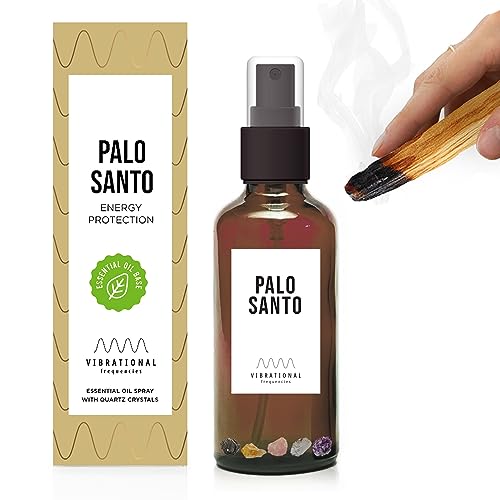 Palo Santo Smudge Spray with Quartz Crystals for Body and Space, Negative Energy Cleansing Natural Air Freshener Spray, Home Fragrance Mist Hydrosol Sprayer, Smudging Fragrant Room Spray (Palo Santo)