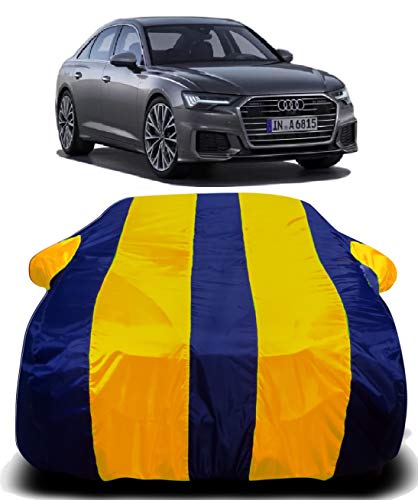 Image of Car Body Cover Waterproof Accessories Compatible with Audi A6 Car Body Protection Dust Proof Rain Cover Protects from Sunlights and Uv | Yellow Stripes
