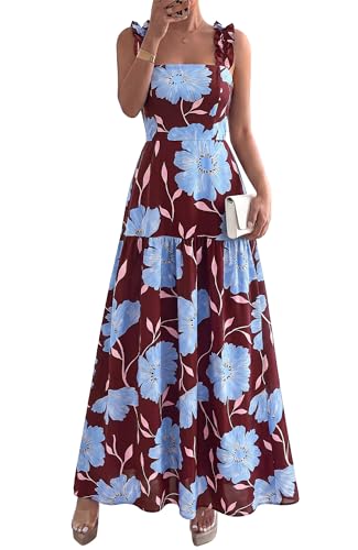 Image of BTFBM Dresses for Women Summer 2026 Formal Sleeveless Smocked Floral Long Wedding Guest Dress Party Spring