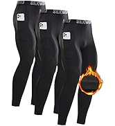 SILKWORLD Men's 1~3 Pack Compression Pants Pockets Cool Dry Gym Leggings Baselayer Running Tights