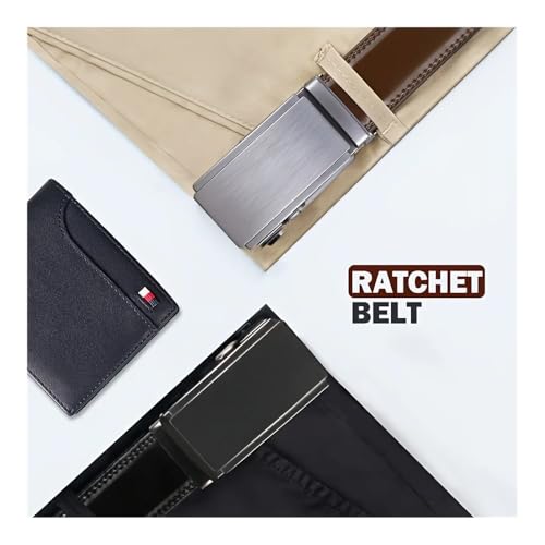 Ratchet Belt For Men, Men's Genuine Leather Cowhide Belt, For Dress Pants, Adjustable Belt3
