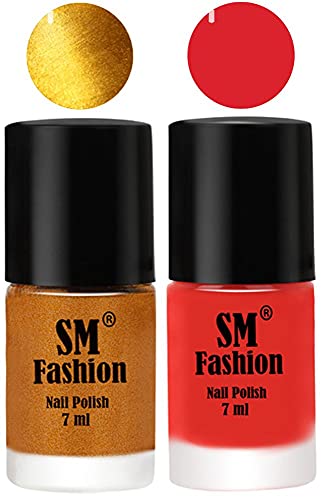 Image of Long Lasting Nail Polish | Nail Paint Combo 7 ml Each) - Set of 2 Golden-Candy Orange