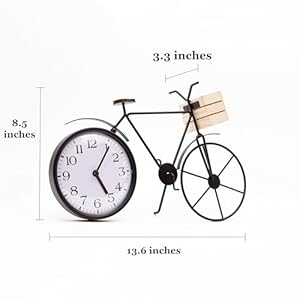 Bicycle Table Clock – Cute Decorative Black Metal Tabletop Analog Clocks – Unique Retro Mantel, Desk, Shelf Decor for Living Room, Kitchen, Bathroom or Office - Cool Bike Clock Bicycle Table Clock–Cute Decorative Black Metal Tabletop Analog Clocks–Unique Retro Mantel Desk Shelf Decor for Living Room Kitchen Bathroom or Office Cool Bike Clock