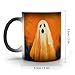 Jubonexis Taza de café de cerámica con diseño de fantasma en naranja que cambia de color con calor Imagen de Jubonexis Taza de café de cerámica con diseño de fantasma en naranja que cambia de color con calor