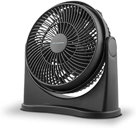 Air Monster 15655 High Velocity 3 Speed 8 Inch Adjustable Tilt Mini Personal Desk Fan with Wall Mount Option and Carry Handle, Black
