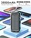ERRBBIC Solar Power Bank, Portable Charger 38800mah, Waterproof Battery Backup Charger, Solar Panel Charger with Dual LED Flashlights, Suitable for Outdoor Camping Travel
