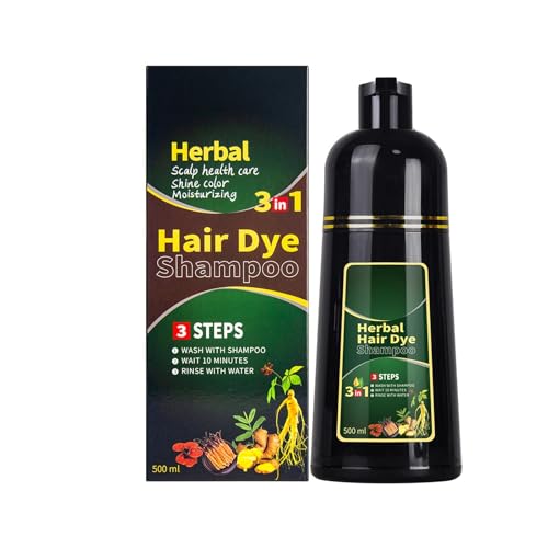 Champú tinte para cabello marrón oscuro 3 en 1