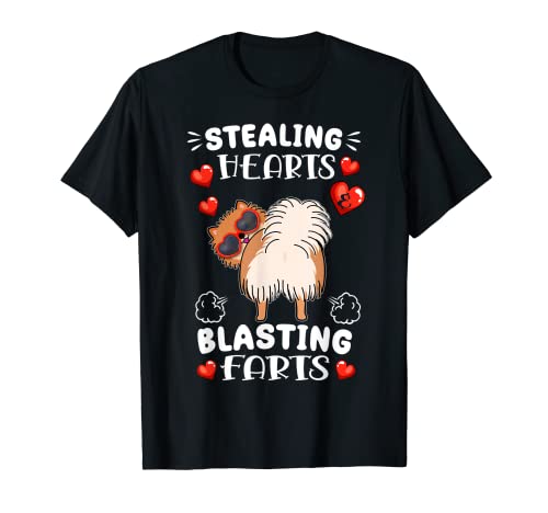 Stealing Hearts Blasting Farts Pomeranian Dog Valentines T-Shirt