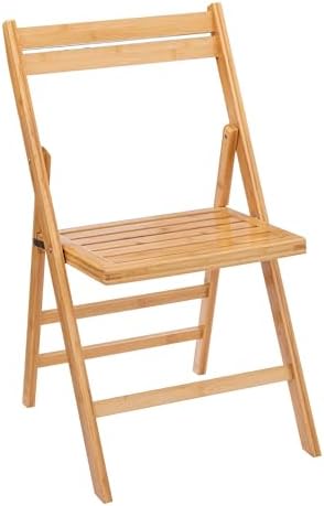 Spetebo Bambusowe krzesło składane w kolorze naturalnym &ndash; 78 x 44 cm &ndash;...