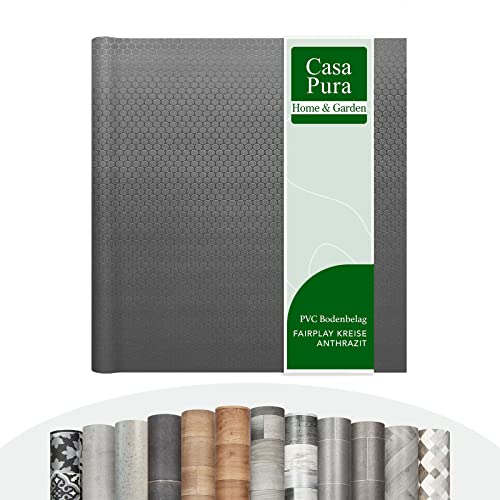 casa pura® Fairplay - Revestimiento de suelo de vinilo acolchado/PVC (espumado), superficie estructurada con puntos para un agarre firme, se vende por metros (antracita 200 x 250 cm)