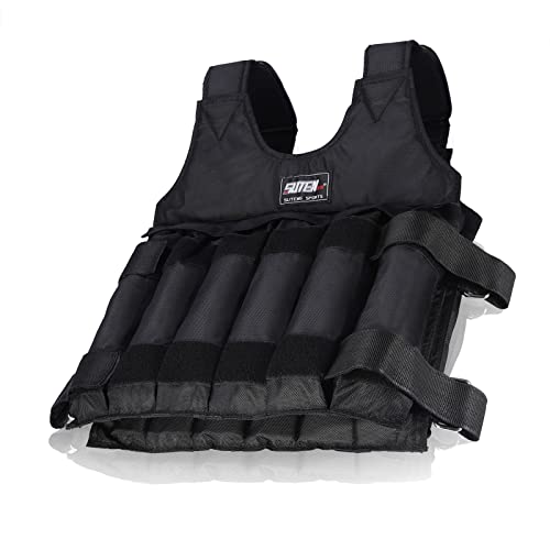 Gilet Lesté Réglable 50 kg, Vide Sans Plaque d'Acier, Avec Poids Amovibles, en Tissu Oxford, 12 Sacs pour Entraînement, Fitness, Boxe