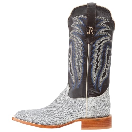 R. Watson Men's Natural Ring Tail Lizard Chocolate Square Toe Cowboy3