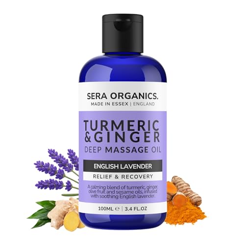 Turmeric Massage Oil for Arthritis Relief & Muscle Pain – 100% Natural, Anti-Inflammatory, Lymphatic Drainage, Joint & Nerve Soothing, Sleep Support – 100ml by Sera Organics
