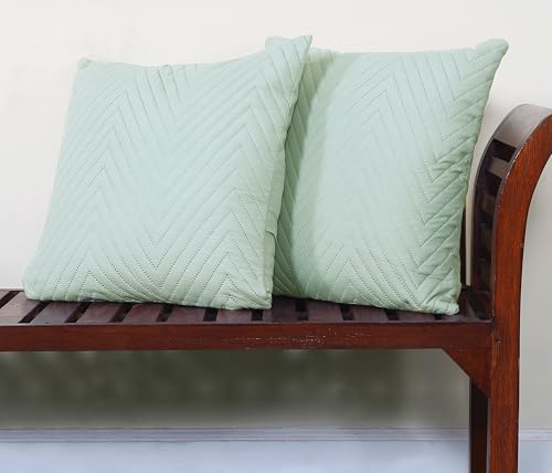 Image of RD TREND UltraSonic Microfiber Cushion Covers, 45 x 45 cm /18 x 18 inches, Set of 2, 250 TC,Back Zipper (Peista Green)