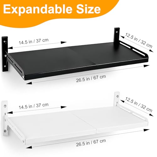 ABCOOL Wall Mount Shelf Rack Expandable for Microwave Oven Kitchen Home Adjustable Snap-in Detachable Bracket Holder with 4 Hooks by ABCOOL - Image 5