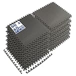 Harbour Housewares Gym Flooring Mats - 60 x 60cm - Pack of 24 Large Black Heavy Duty EVA Non-Slip Rubber Matting Floor Tiles for Exercise, Home, Garage, Pool, Treadmill, Workout Equipment