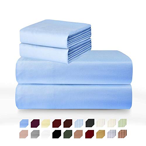 Crystal Trading 4-Piece Bed Sheet Set - Solids - Microfiber - (Twin, Light Blue)