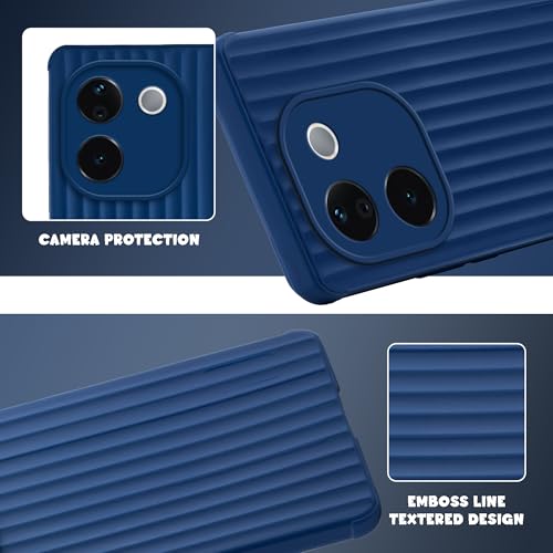 Image of Mr. Case Back Cover for Vivo T3 Pro 5G Sleek & Soft Silicon with Textured Back | Anti-Slip Grip & Minimal Bulk - Blue
