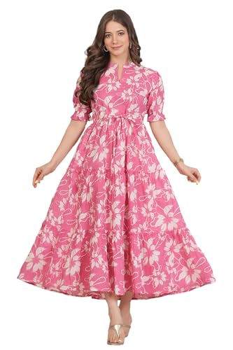 Image of Kuruti B Sheets Women's Cotton Floral Printed Regular Fit Anarkali Kurta for Women