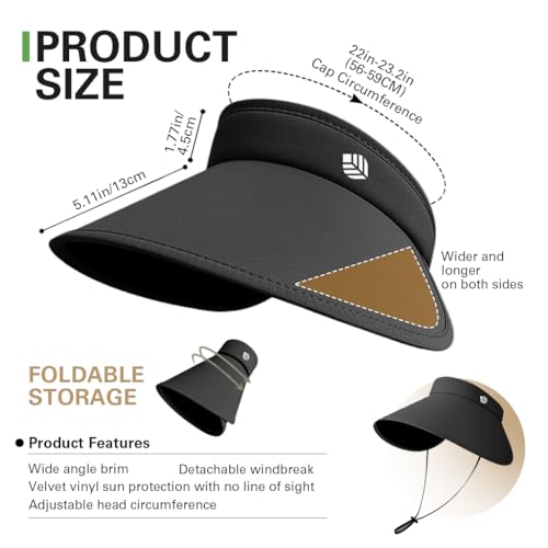 Image of Venzina UPF 50+ Sun Visor Hat for Women Ultra Wide Brim Outdoor Sun Hat UV Protection Hat Blackout Liner Design Packable Travel Hiking Hat Adjustable Elastic Closure Fashion Beach Hat