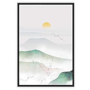 signwin Framed Canvas Wall Art Abstract Sunrise and...