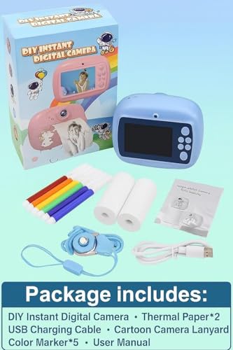 Image of Case Creation Kids Instant Print Camera Video with Games, Thermal Printer, 2 Print Rolls, USB Charging, 48MP Children Digital Camera, Gift for Boys & Girls Age 3-16 (Blue Kids Instant Print Camera)