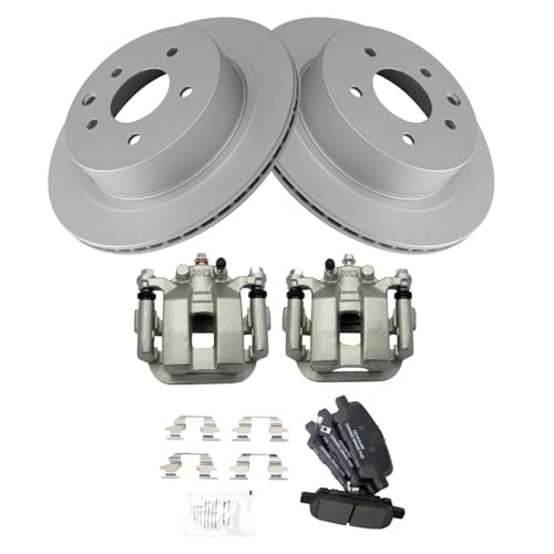 Image of TRQ Brake Pad & Rotor Kit Ceramic Premium G-Coated Compatible with 2003-2005 INFINITI G35 Nissan 350Z