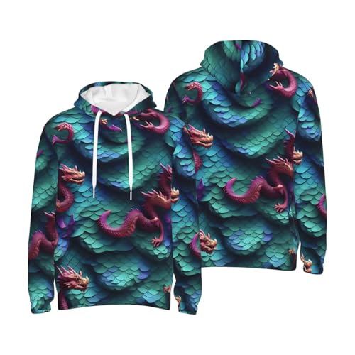 Sweat à capuche polyester homme EdWal décontracté motif dragon 3D