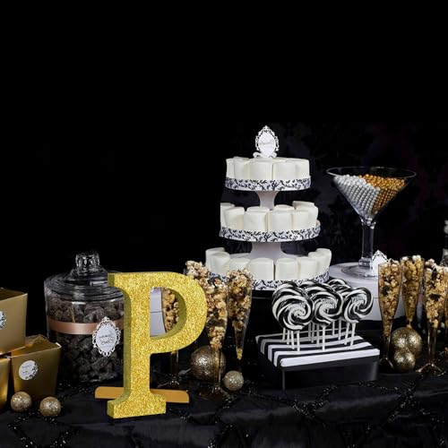 Image of TONIFUL 8 Inch Gold Glitter Letter P Table Centerpiece A-Z Gold Birthday Party Decorations,Gold Alphabet P for Birthday,Chrismas,Graduation,Bridal Shower,Wedding,Anniversary Party Supplies