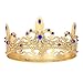 Feltent Blue King Crown for Men Prince Tiara Royal Medieval Headband for Cosplay Birthday Prom Halloween Costume Accessories