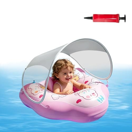 Bouée de natation pour bébé gonflable avec toit pare-soleil anti-UV et pompe