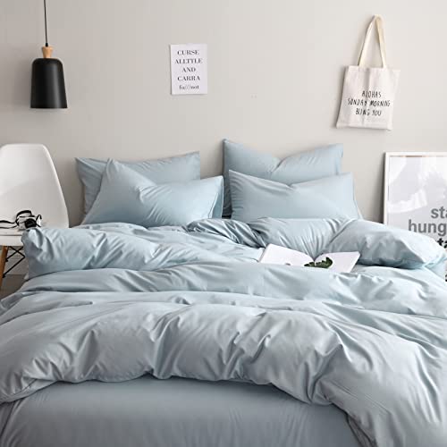 Mxaeyr Baby Blue Duvet Cover Queen Size, Soft Microfiber Duvet Cover With Zipper Closure And 2 Pillowcase, 3 Pcs Luxury Blue Bedding Set Queen #TOP1