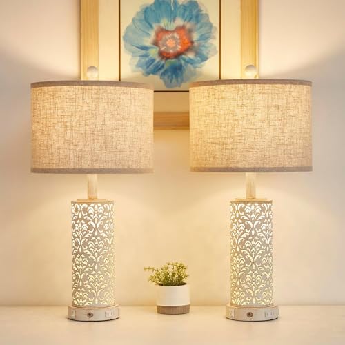 SAIWEYA Lámpara de Mesa 26" Farmhouse con Luz Dual miniatura 7