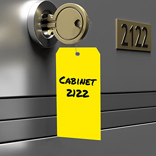 Smartsign (Pack Of 100) Yellow Plastic Tags With Wires, 6.25 X 3.125 Inch, Metal Eyelet, 10 Mil Tear-Proof Polylith Plastic, Writable #TOP4