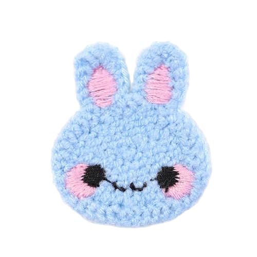 Naszywka haftowana 4 * 3,5 cm 30 szt. Uroczy króliczek ręcznie robione szydełkowe aplikacje kwiatowe naszywki małe haftowane do prasowania na odzież(Light Blue)