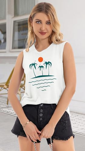 Image of Womens Tank Tops Summer Casual Sleeveless Top Loose Fit Basic Tunic Shirts
