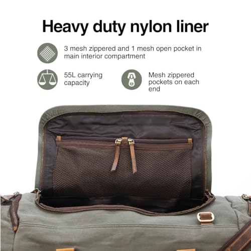 Kodiak Leather 55L Nomad Canvas Duffel