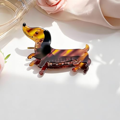 Pinza para cabello pequeña con diseño de perro salchicha miniatura 6