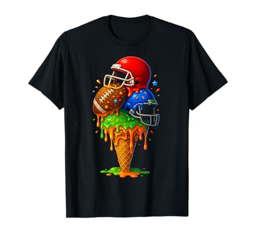 Football Ice Cream Drip Boys Football Stuff QB RB Sprinkles T-Shirt