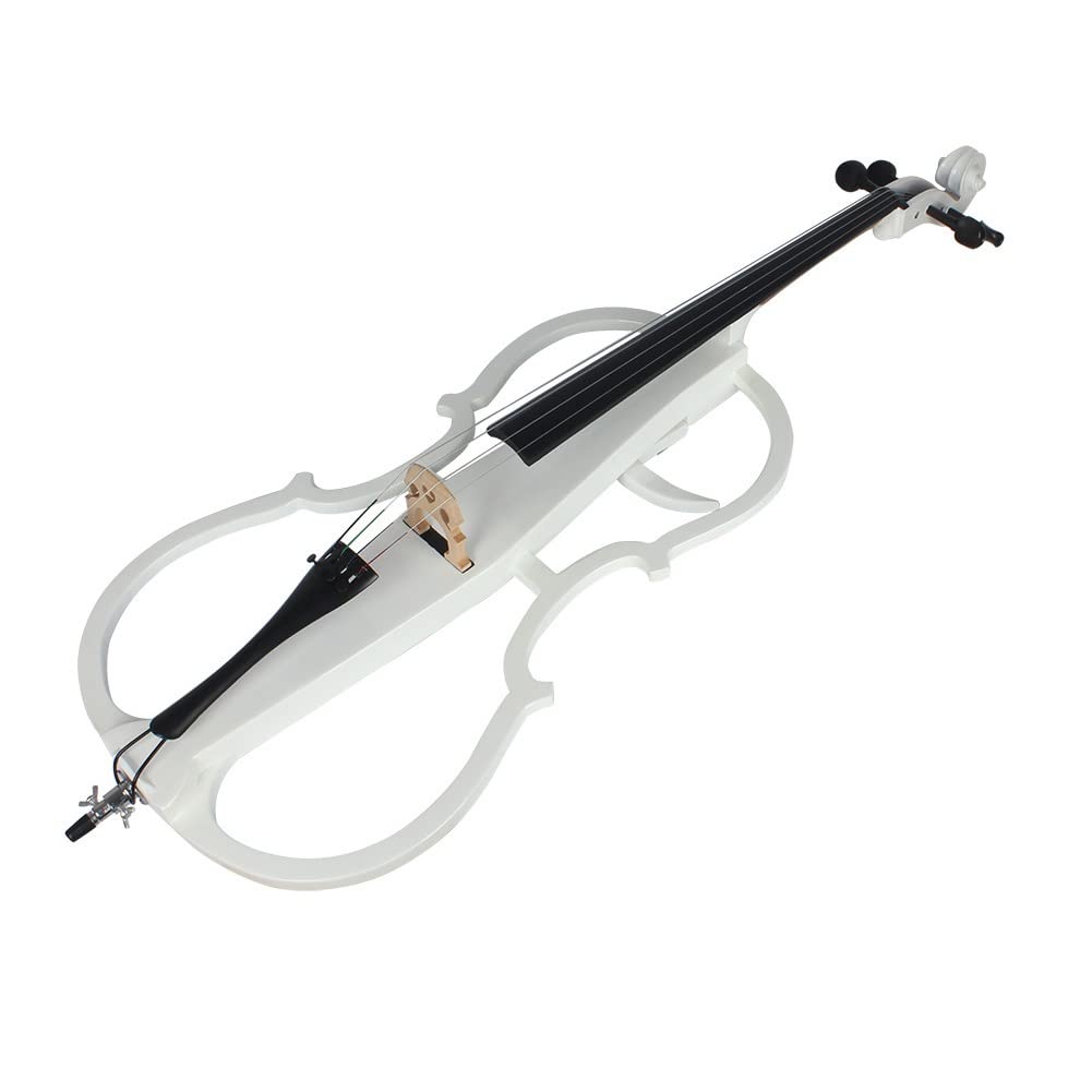 Violoncello elettrico in legno massello 4/4 per principianti adulti con custodia per cuffie con sintonizzatore a ponte ad arco
