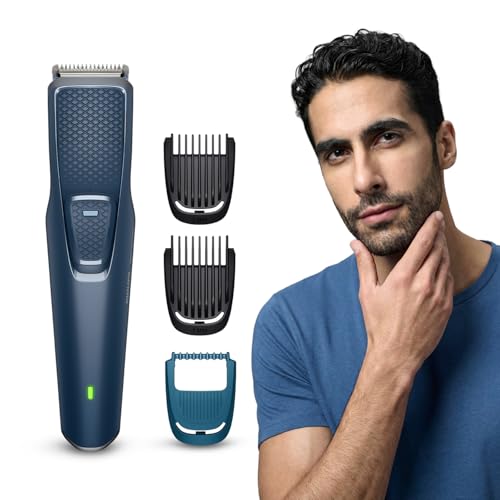 Image of Philips India's No.1 Men's Trimmer* | Skin Safe Beard Trimmer for Men | Durapower tech | Self Sharpening Blades | Skin Protect Comb | 30 min runtime USB charging | No oil needed | 2yr warranty |BT1244