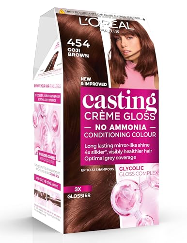 LOréal Paris Casting Crème Gloss Semi-Permanent Hair Dye Radiant & Natural Colour No-ammonia Semi-Permanent Hair Colour Lasts 32 Washes Shade: 454 Goji Brown