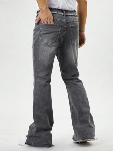 SOLY HUX Men's Flared Jeans High Waisted Bell Bottom Vintage Hip Hop Denim Pants with Pocket Streetwear2