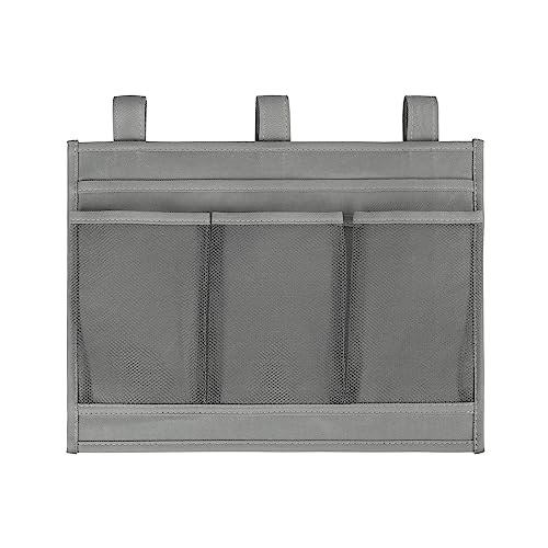 Surblue Bedside Caddy Bed Organizer Hanging Storage Bag Pocket for Bunk Hospital Beds College Dorm Rooms Baby Bed Rails Camp Wheelchairs,4 Pockets, Grey