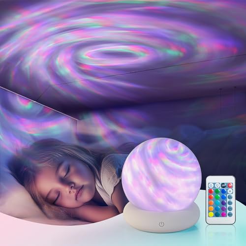 Ciskotu Luz Nocturna Infantil - 16 Colores Cambiantes con Mando a Distancia y Regulable, Proyector Galaxy Aurora Borealis, Lampara Luz, Ideal para Dormir y Crear Ambiente en Habitaciones de Niños